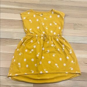 Tea Collection Mustard Yellow Kids Dress with White Friit Polka Dots